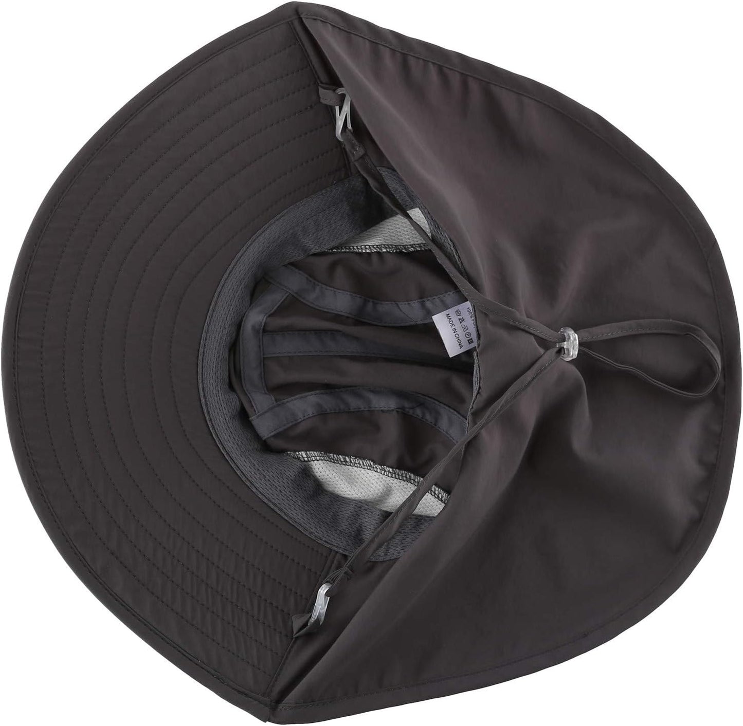 Kids Large Brim UV Protection Sun Hat with Neck Flap Mesh Fishing Cap