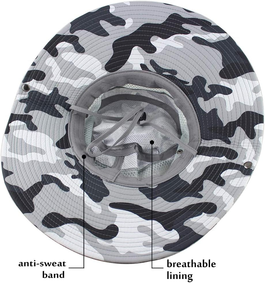 Mens Fishing Hat Wide Large Brim Sun Hat with Outdoor UV Protection
