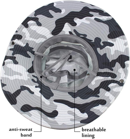 Mens Fishing Hat Wide Large Brim Sun Hat with Outdoor UV Protection