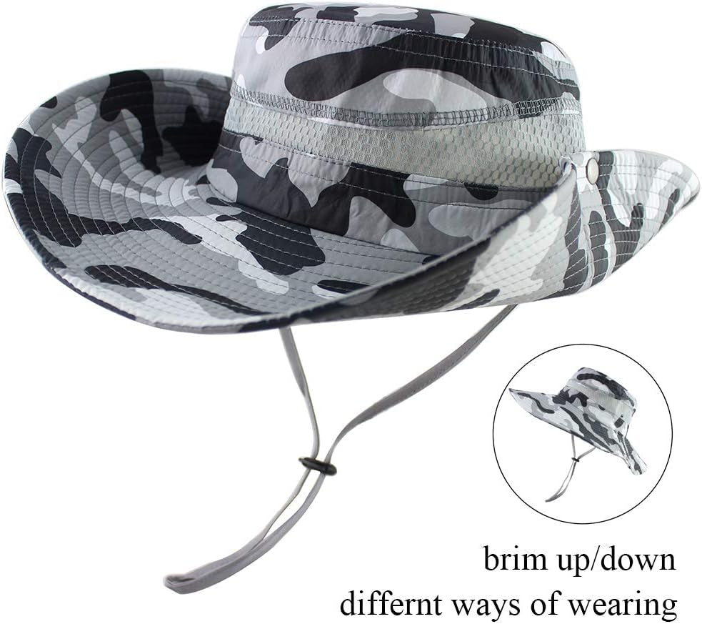 Mens Fishing Hat Wide Large Brim Sun Hat with Outdoor UV Protection