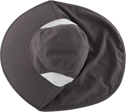 Kids Large Brim UV Protection Sun Hat with Neck Flap Mesh Fishing Cap