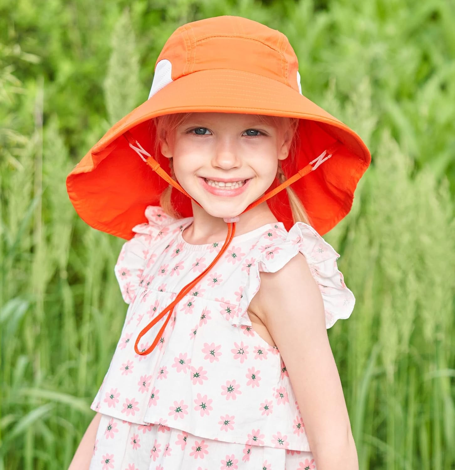 Kids Large Brim UV Protection Sun Hat with Neck Flap Mesh Fishing Cap