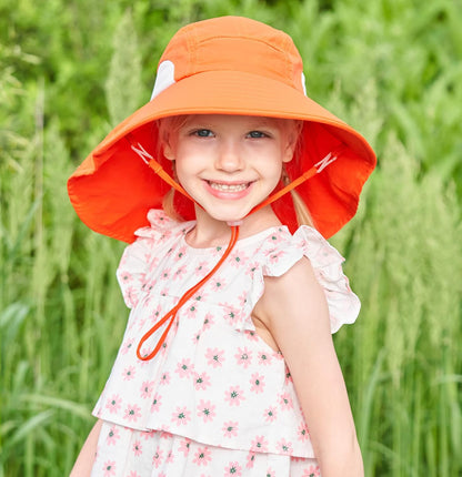 Kids Large Brim UV Protection Sun Hat with Neck Flap Mesh Fishing Cap