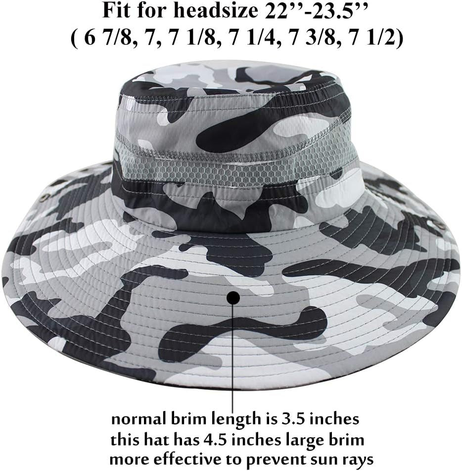 Mens Fishing Hat Wide Large Brim Sun Hat with Outdoor UV Protection