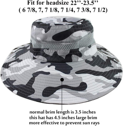 Mens Fishing Hat Wide Large Brim Sun Hat with Outdoor UV Protection