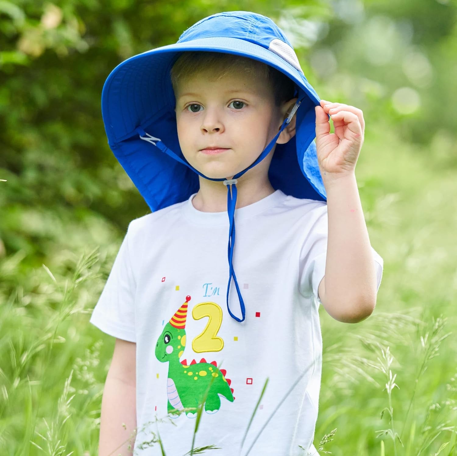 Kids Large Brim UV Protection Sun Hat with Neck Flap Mesh Fishing Cap