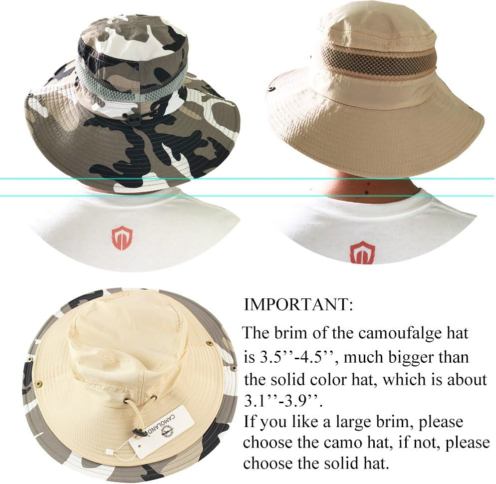 Mens Fishing Hat Wide Large Brim Sun Hat with Outdoor UV Protection