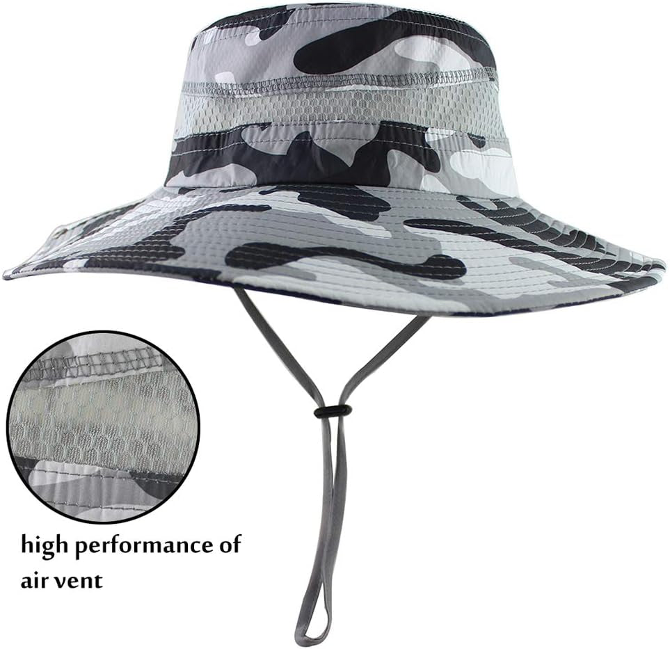 Mens Fishing Hat Wide Large Brim Sun Hat with Outdoor UV Protection